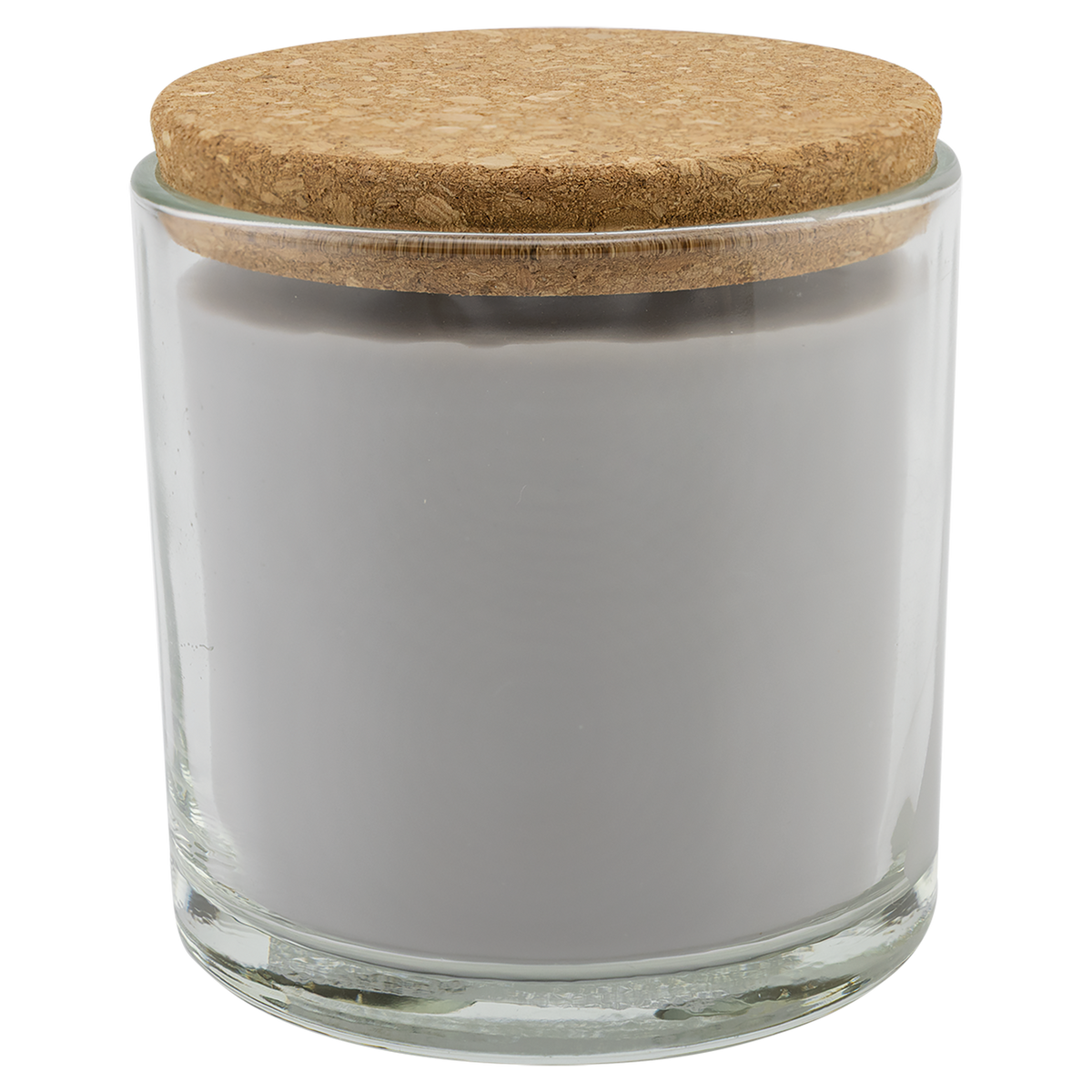 Weathered Oak 14 oz. glass candle with cork lid, shown without engraving
