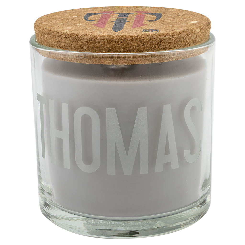 Personalized 14 oz. Scented Glass Candle with Cork Lid