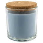 Crisp Linen 14 oz. glass candle with cork lid, shown without engraving