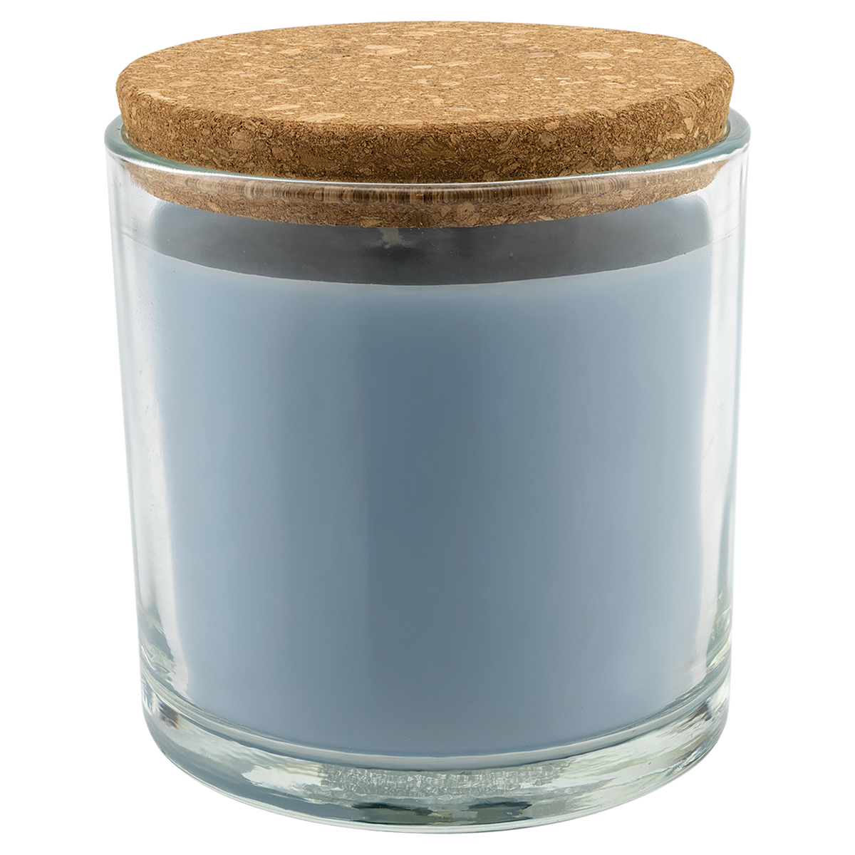 Crisp Linen 14 oz. glass candle with cork lid, shown without engraving