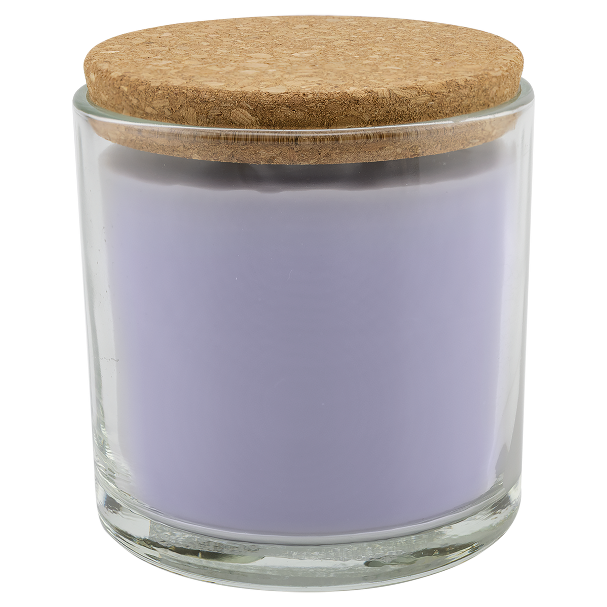 Wild Lavender 14 oz. glass candle with cork lid, shown without engraving