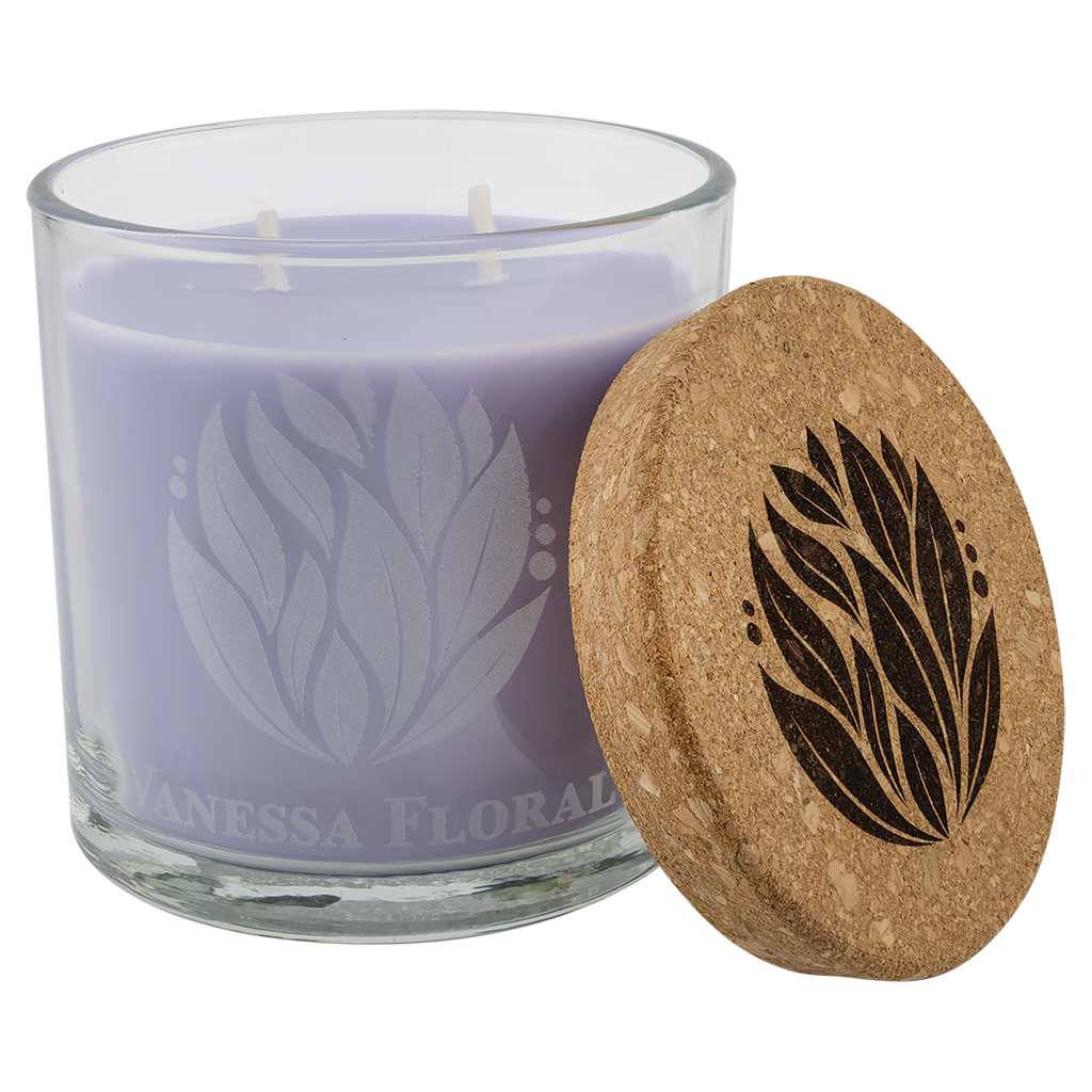 Personalized 14 oz. Scented Glass Candle with Cork Lid
