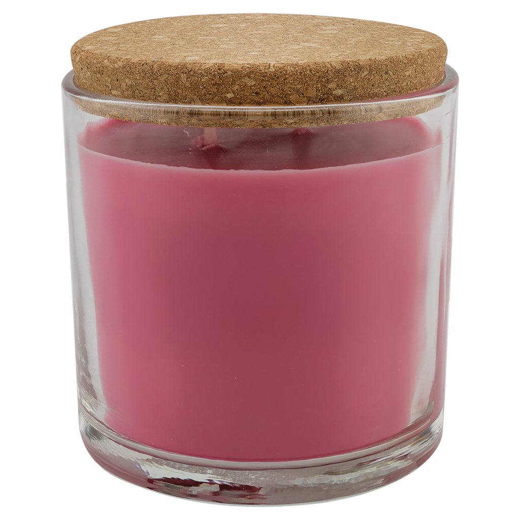 Tropical Sunrise 14 oz. glass candle with cork lid, shown without engraving