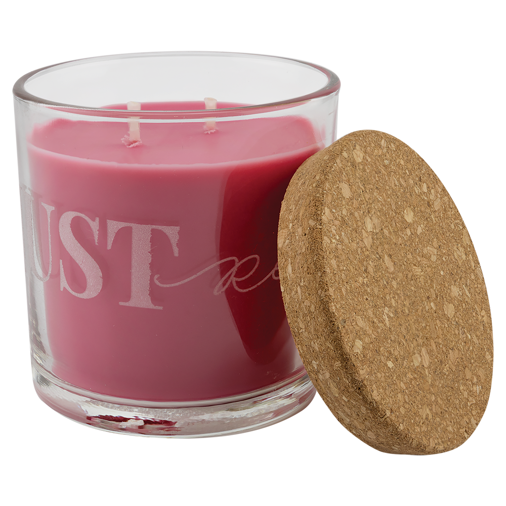 Personalized 14 oz. Scented Glass Candle with Cork Lid