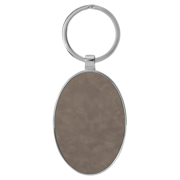 Personalized Leatherette Oval Keychain with Metal Frame - Midwestern Laser Art
