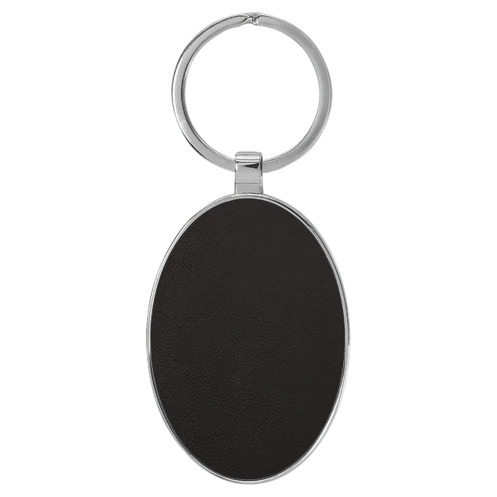 Personalized Leatherette Oval Keychain with Metal Frame - Midwestern Laser Art