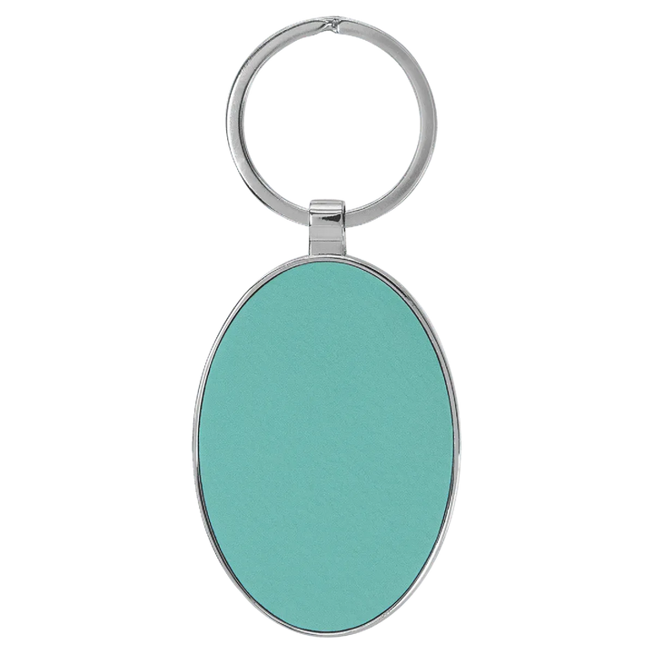 Personalized Leatherette Oval Keychain with Metal Frame - Midwestern Laser Art