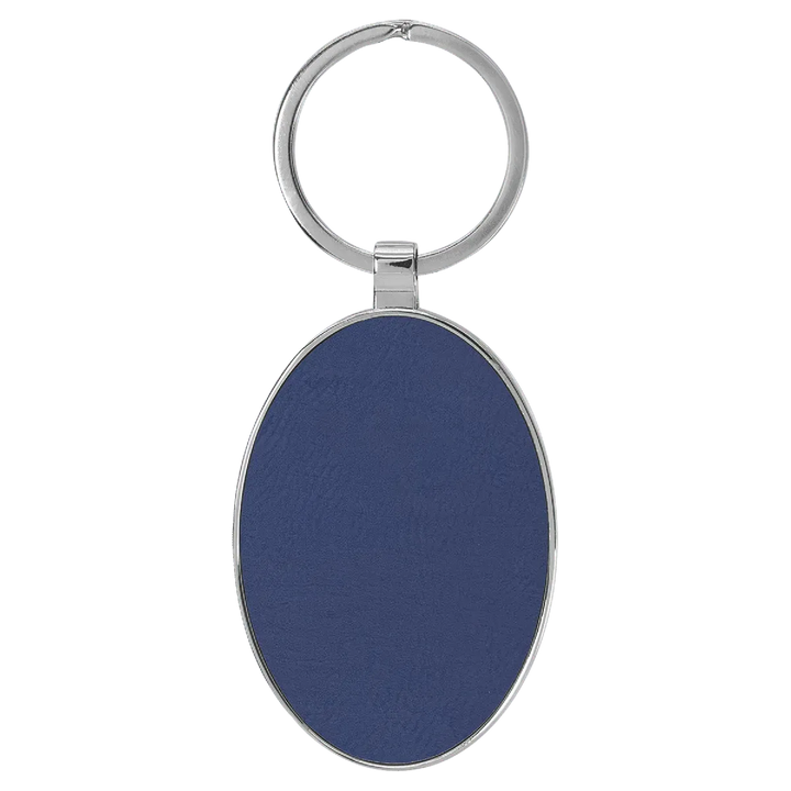 Personalized Leatherette Oval Keychain with Metal Frame - Midwestern Laser Art