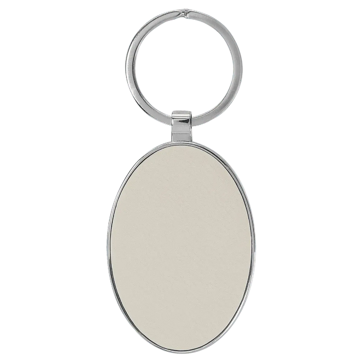 Personalized Leatherette Oval Keychain with Metal Frame - Midwestern Laser Art