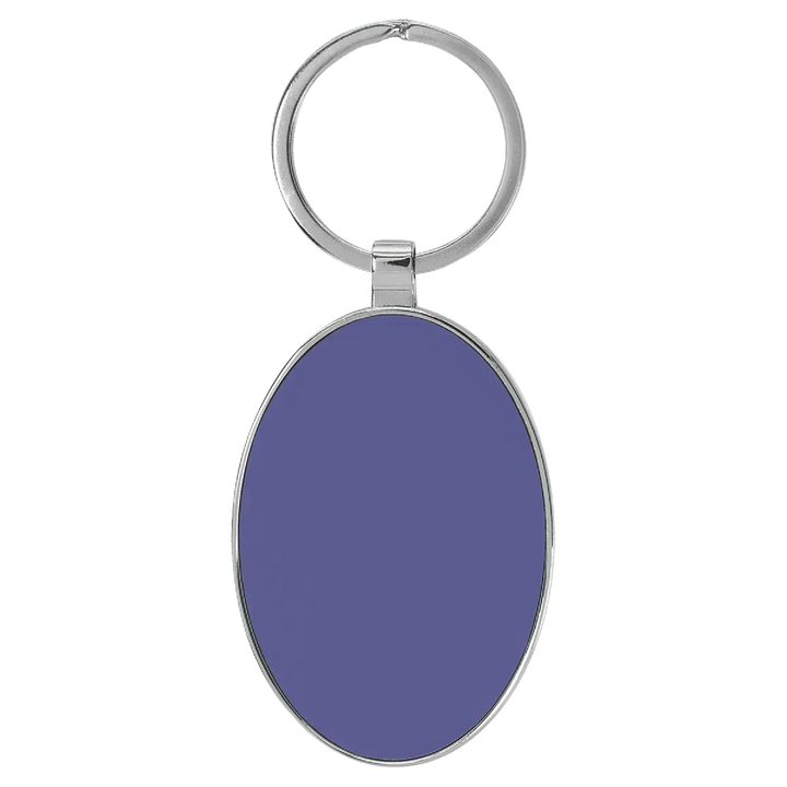 Personalized Leatherette Oval Keychain with Metal Frame - Midwestern Laser Art