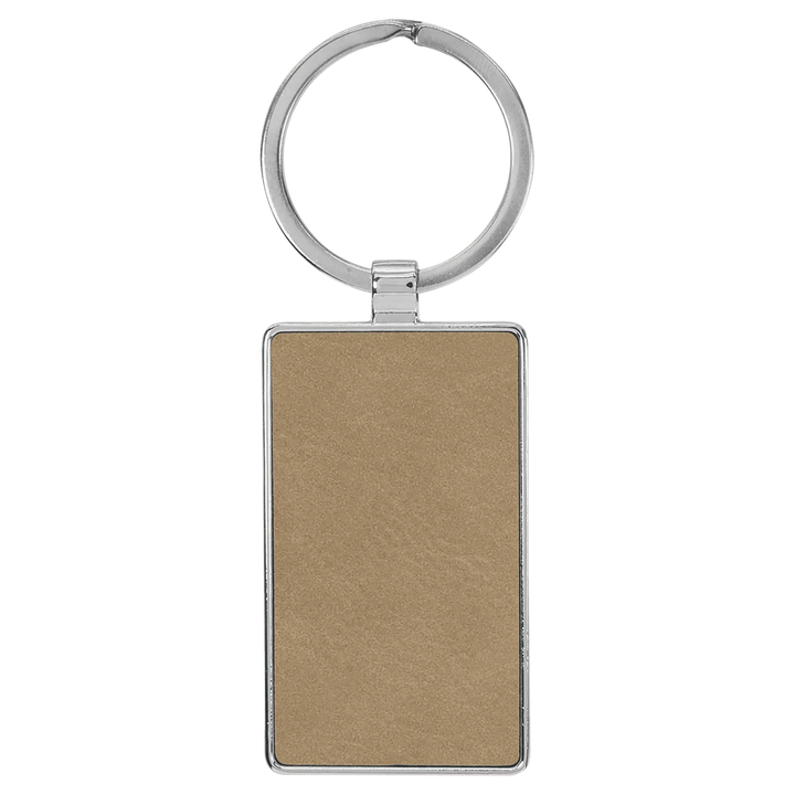 Personalized Leatherette Rectangle Keychain with Metal Frame - Midwestern Laser Art