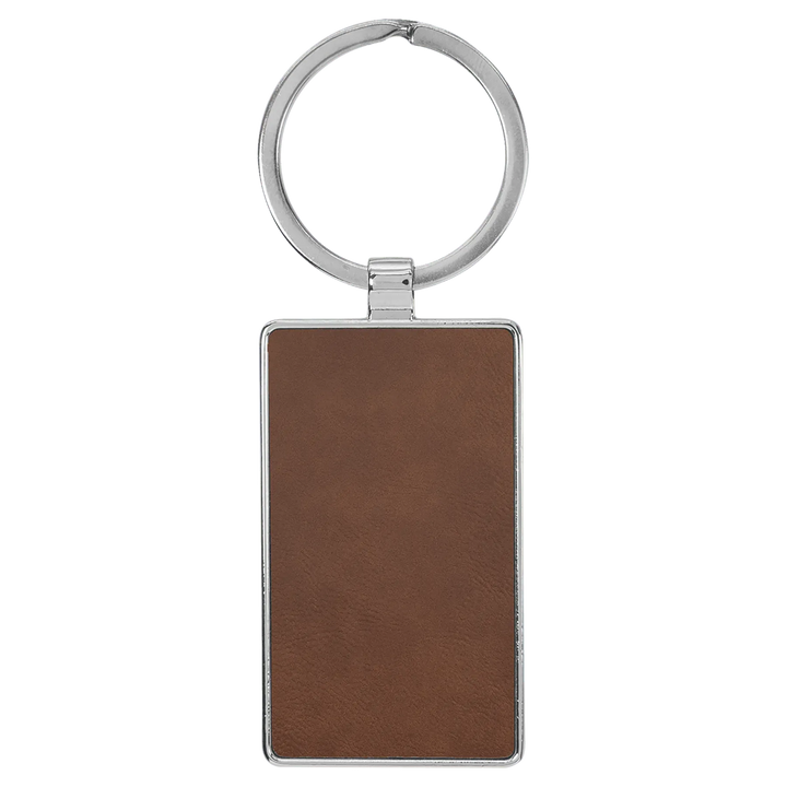 Personalized Leatherette Rectangle Keychain with Metal Frame - Midwestern Laser Art
