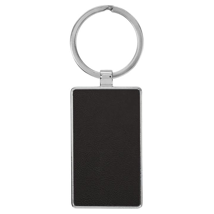 Personalized Leatherette Rectangle Keychain with Metal Frame - Midwestern Laser Art