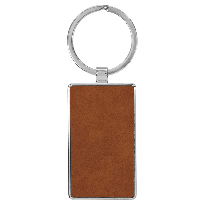 Personalized Leatherette Rectangle Keychain with Metal Frame - Midwestern Laser Art