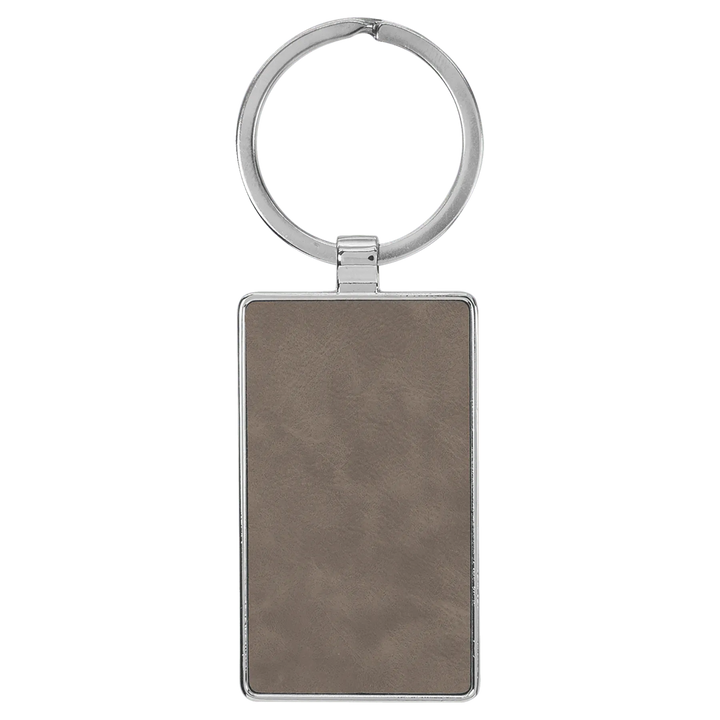 Personalized Leatherette Rectangle Keychain with Metal Frame - Midwestern Laser Art