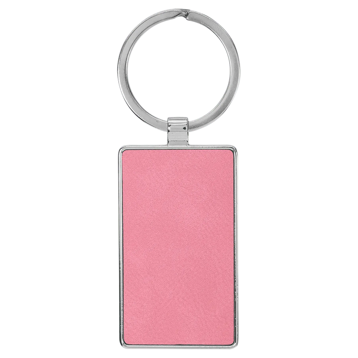 Personalized Leatherette Rectangle Keychain with Metal Frame - Midwestern Laser Art