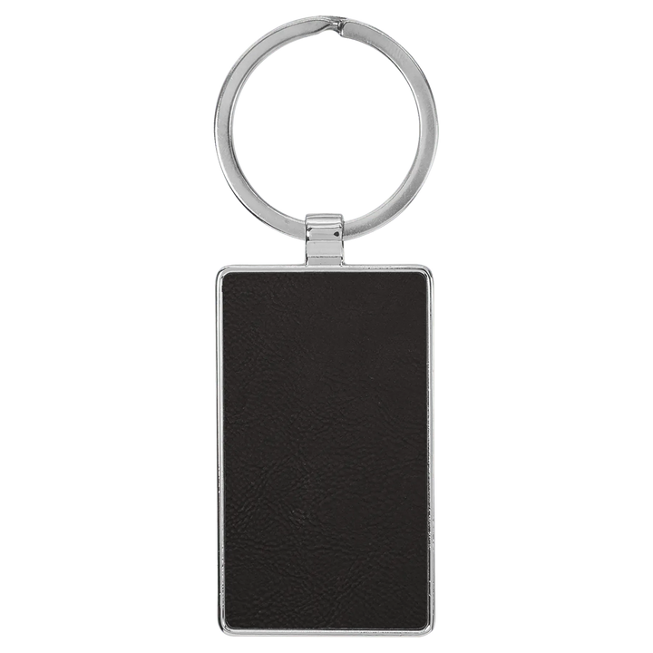 Personalized Leatherette Rectangle Keychain with Metal Frame - Midwestern Laser Art