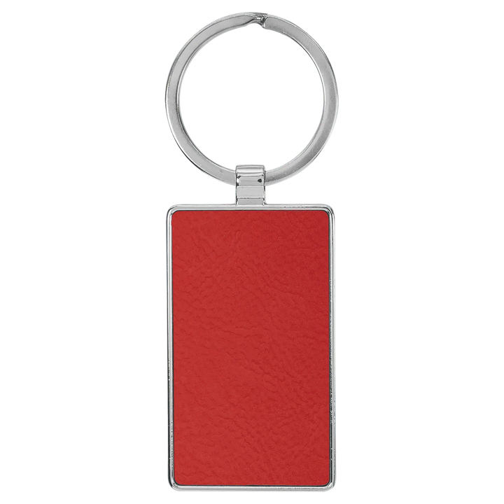 Personalized Leatherette Rectangle Keychain with Metal Frame - Midwestern Laser Art