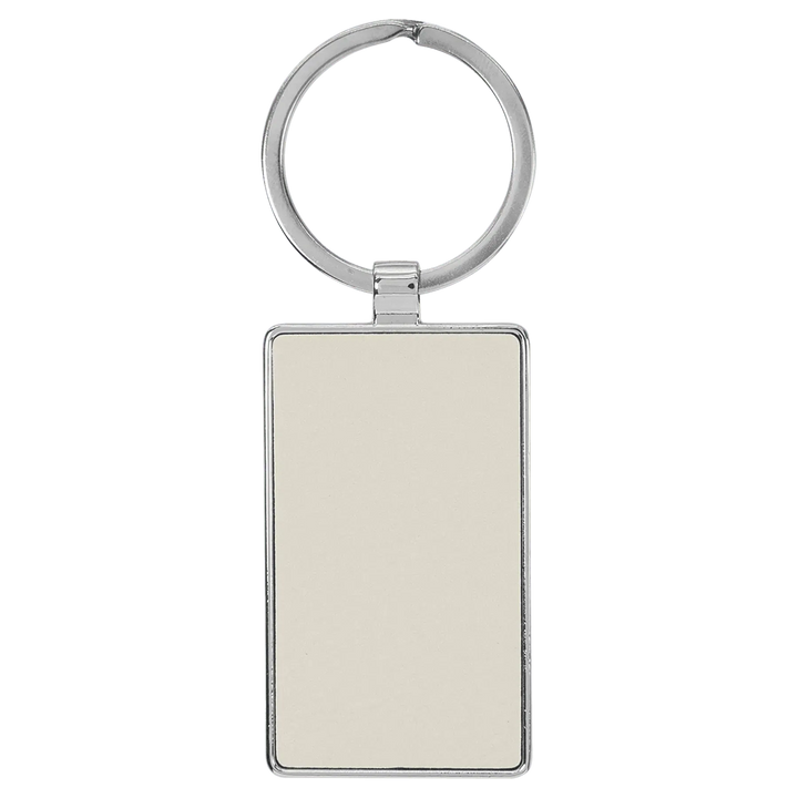Personalized Leatherette Rectangle Keychain with Metal Frame - Midwestern Laser Art