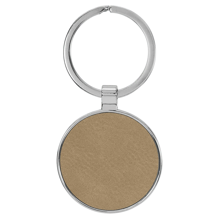 Personalized Leatherette Round Keychain with Metal Frame - Midwestern Laser Art