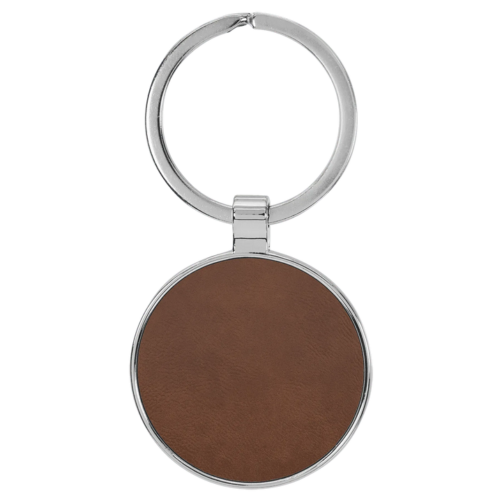 Personalized Leatherette Round Keychain with Metal Frame - Midwestern Laser Art