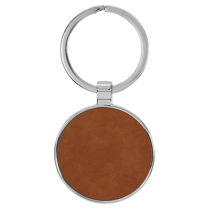 Personalized Leatherette Round Keychain with Metal Frame - Midwestern Laser Art