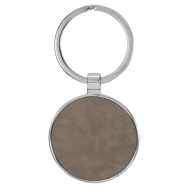 Personalized Leatherette Round Keychain with Metal Frame - Midwestern Laser Art