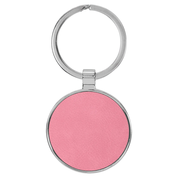 Personalized Leatherette Round Keychain with Metal Frame - Midwestern Laser Art