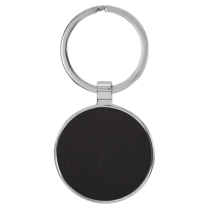 Personalized Leatherette Round Keychain with Metal Frame - Midwestern Laser Art