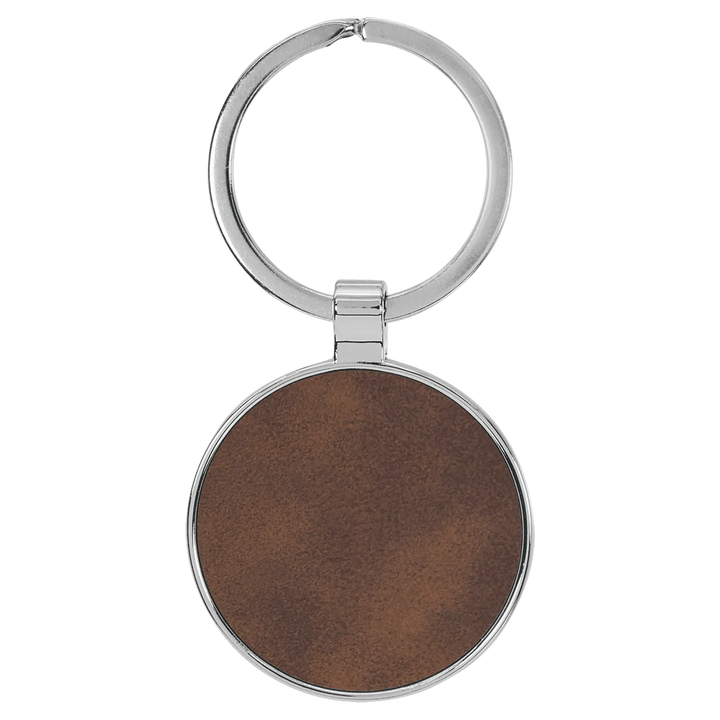 Personalized Leatherette Round Keychain with Metal Frame - Midwestern Laser Art