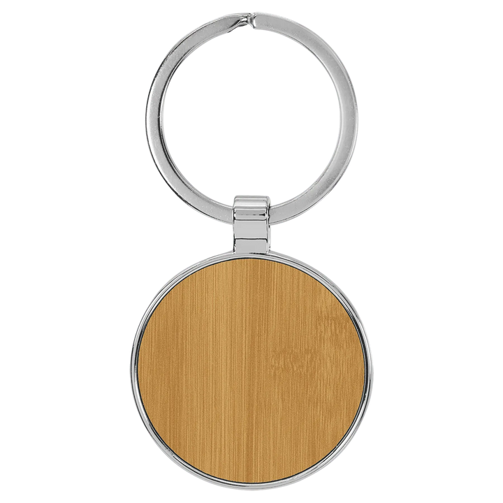 Personalized Leatherette Round Keychain with Metal Frame - Midwestern Laser Art