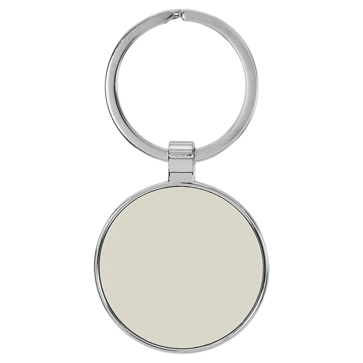 Personalized Leatherette Round Keychain with Metal Frame - Midwestern Laser Art