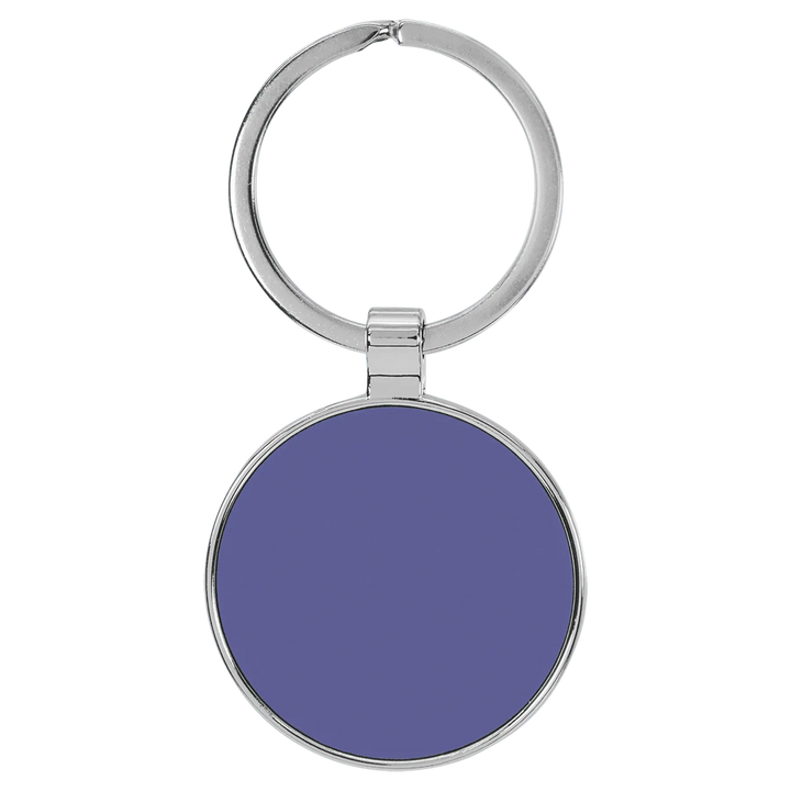 Personalized Leatherette Round Keychain with Metal Frame - Midwestern Laser Art