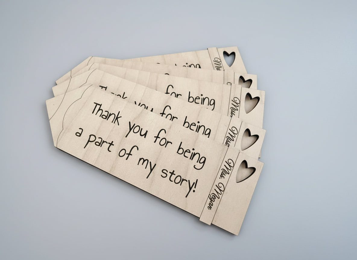 Stack of cards with heartfelt messages on a dark background