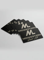 Black sign with 'Midwestern Laser Art' logo on a white background