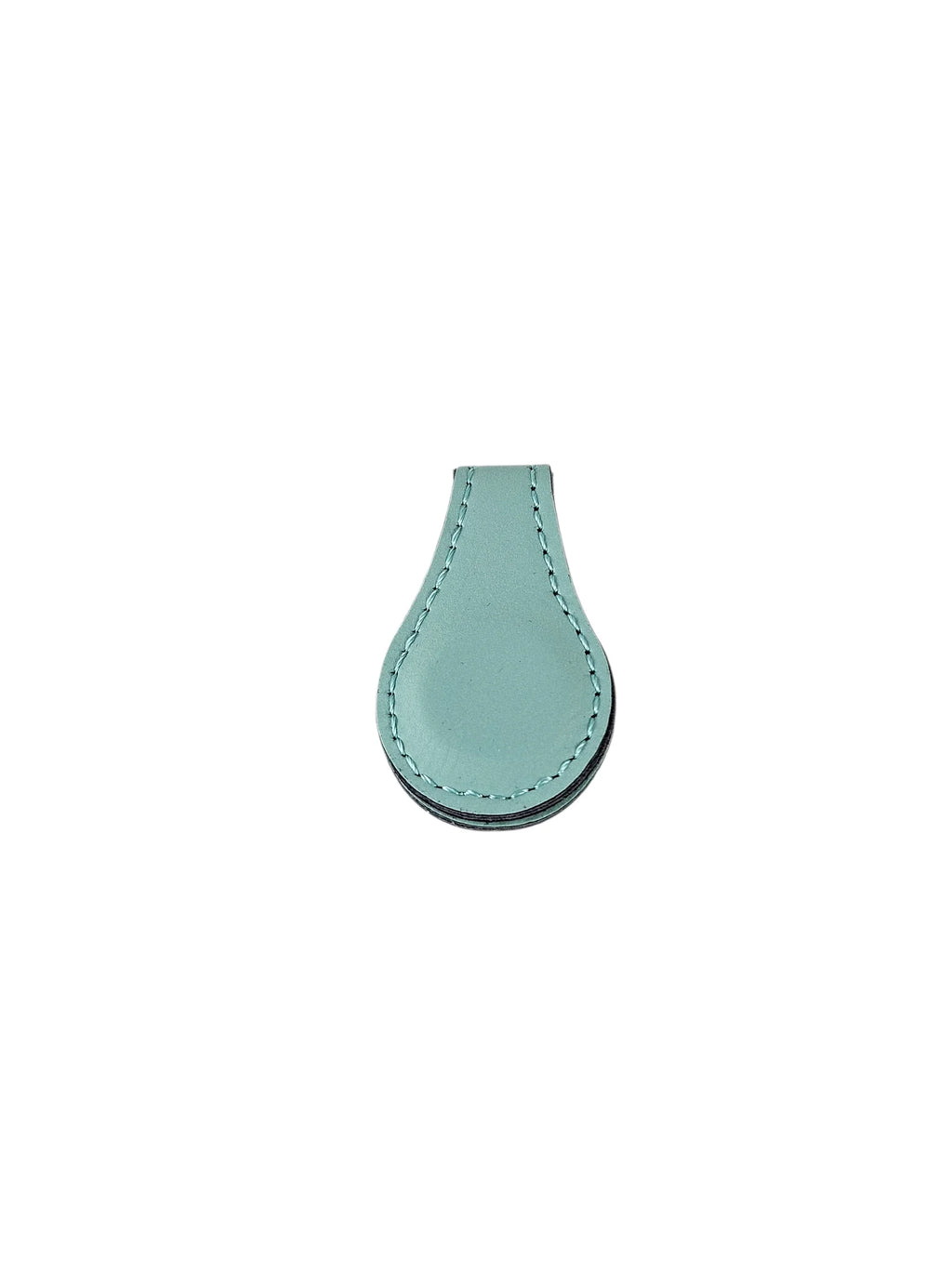 Light blue leather case on a white background