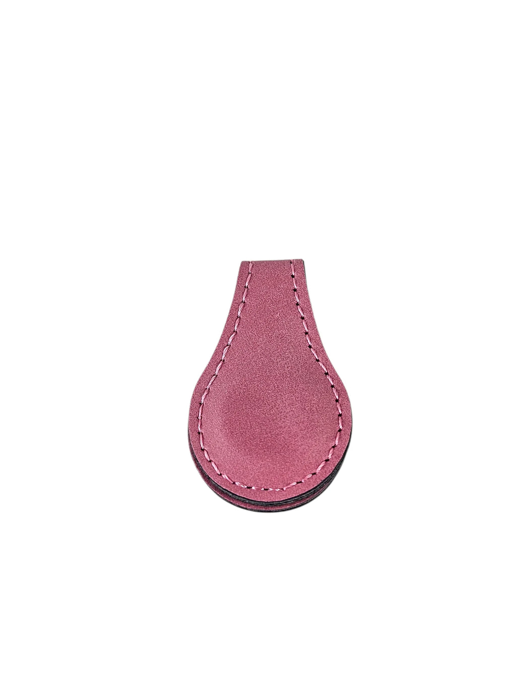 Pink leather tag on a white background