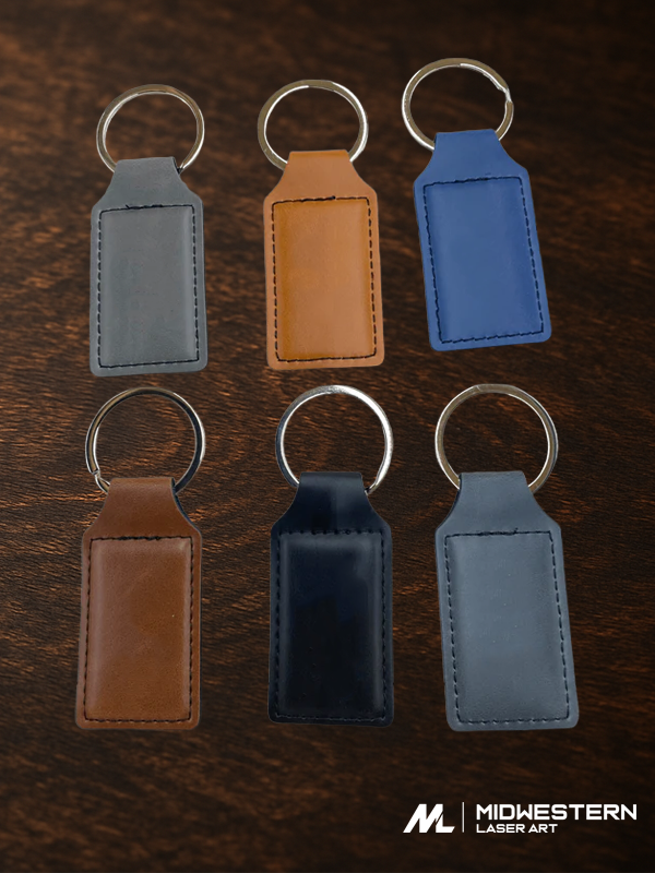 Custom Engraved Leatherette Keychain with Key Ring
