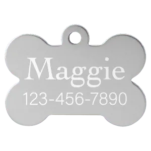 Personalized Anodized Aluminum Bone Pet Tag - Midwestern Laser Art