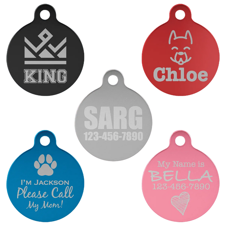 Personalized Anodized Aluminum Round Pet Tag - Midwestern Laser Art
