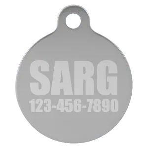 Personalized Anodized Aluminum Round Pet Tag - Midwestern Laser Art