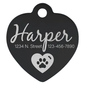 Personalized Anodized Aluminum Heart Pet Tag - Midwestern Laser Art