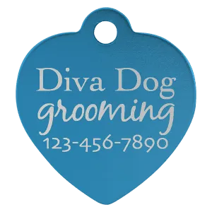 Personalized Anodized Aluminum Heart Pet Tag - Midwestern Laser Art