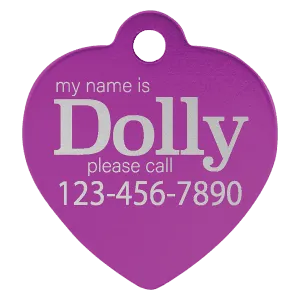 Personalized Anodized Aluminum Heart Pet Tag - Midwestern Laser Art