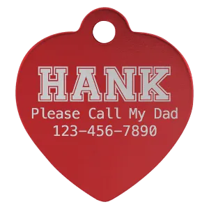 Personalized Anodized Aluminum Heart Pet Tag - Midwestern Laser Art