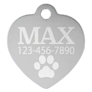 Personalized Anodized Aluminum Heart Pet Tag - Midwestern Laser Art