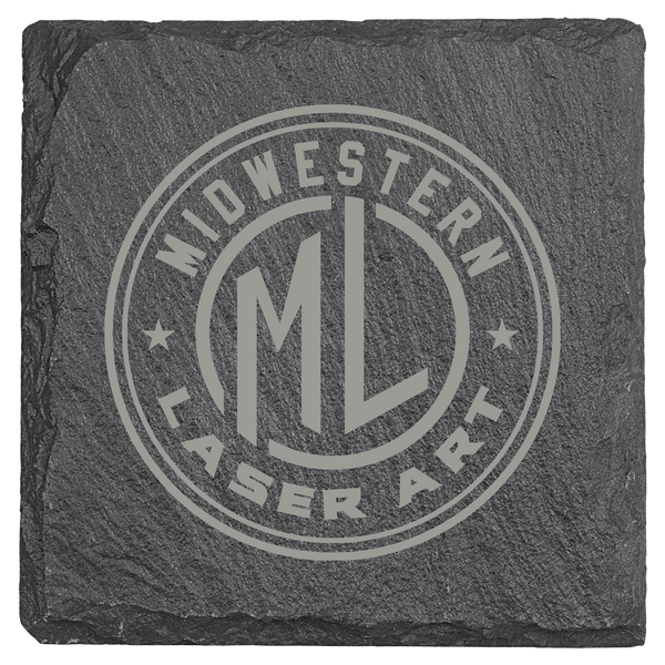 Personalized slate coaster with engraved design by Midwestern Laser Art