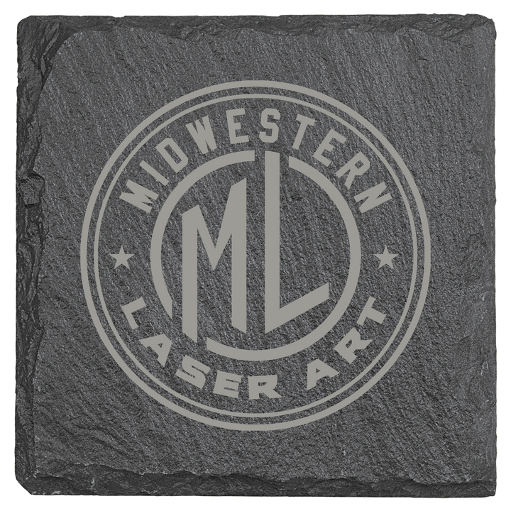 Personalized slate coaster with engraved design by Midwestern Laser Art