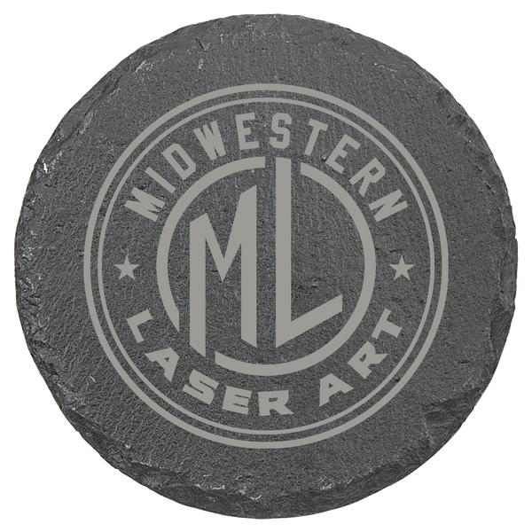 Personalized slate coaster with engraved design by Midwestern Laser Art