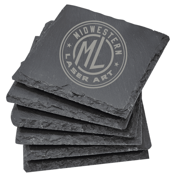 Personalized slate coaster with engraved design by Midwestern Laser Art